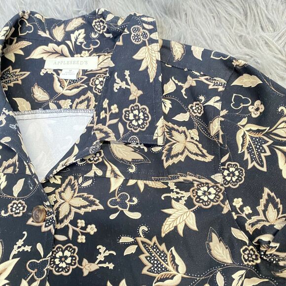 Appleseeds Women’s Tapestry Floral blazer bomber Jacket Button Brown denim M - Picture 8 of 12